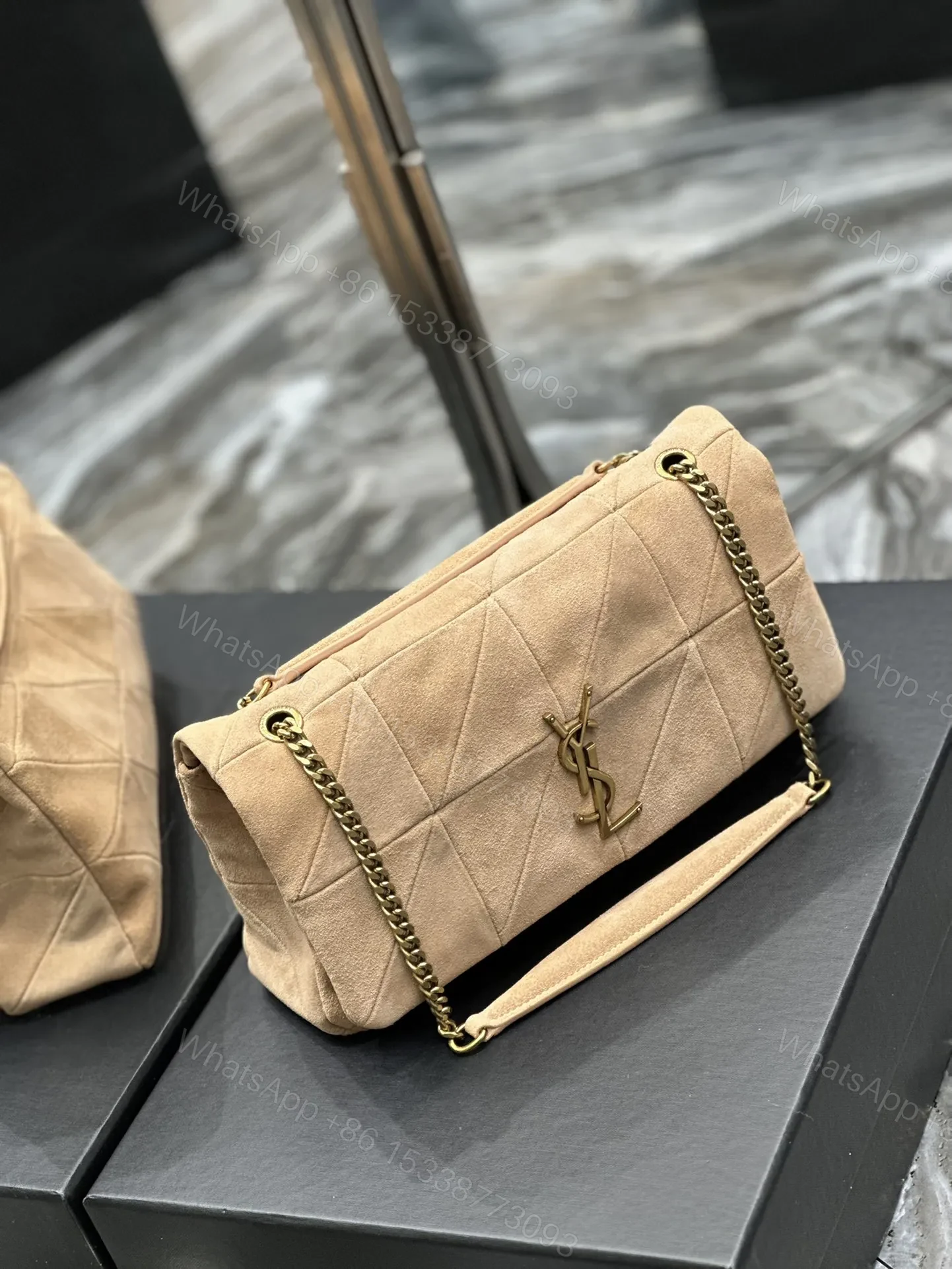 View 3 of YSL Jamie Medium Shoulder Bag in Beige
