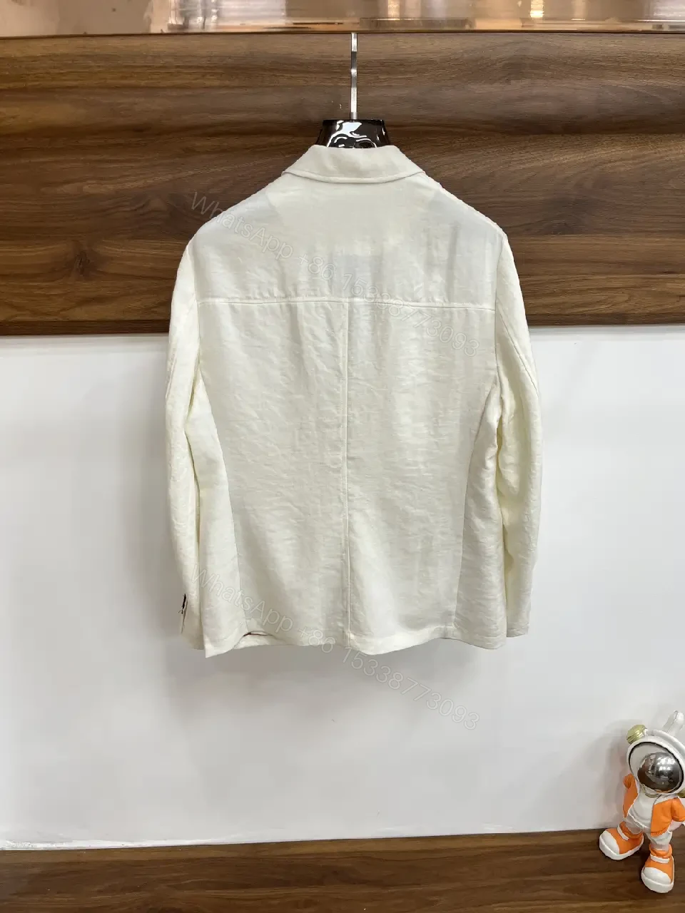 View 2 of White/Off-White Single-Breasted Blazer with Notched Lapels and Subtle Texture