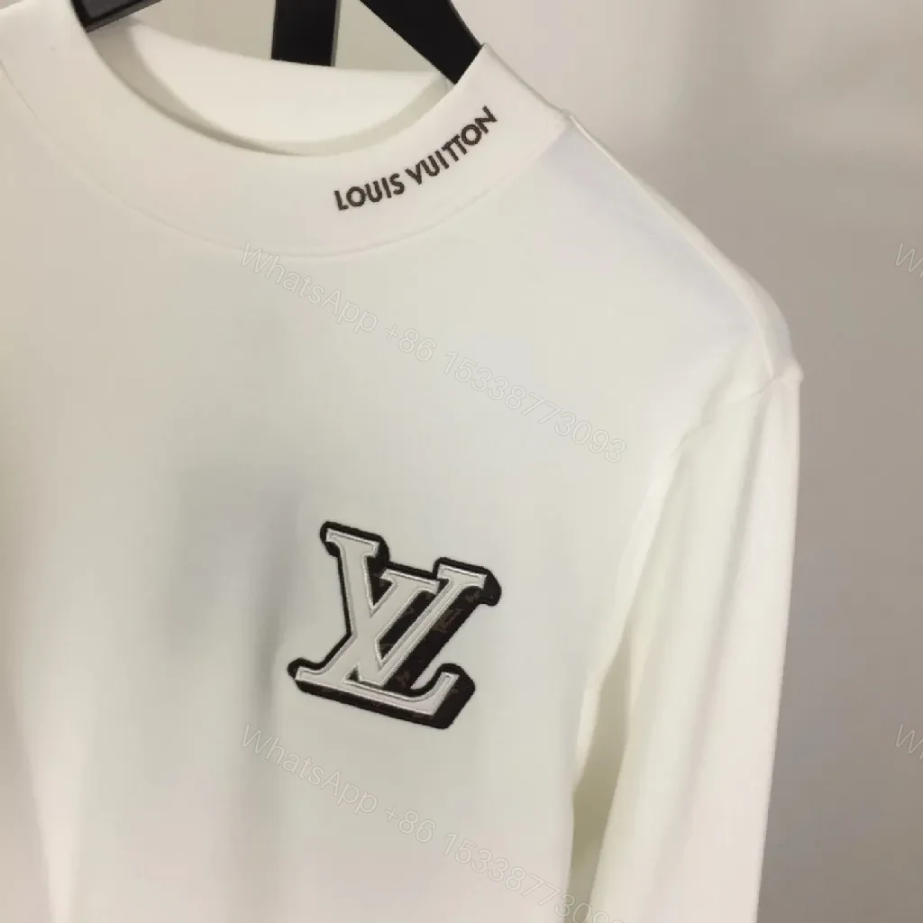 View 7 of Monochrome Cotton Crewneck Sweatshirt with Subtle Crest
