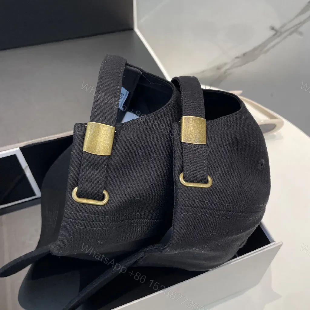 View 4 of Black Cotton Cap with Subtle Triangle Patch Capes?