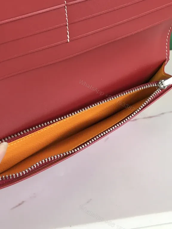 View 9 of Burgundy Goyard-Style Wallet: Luxe Compact Organizer