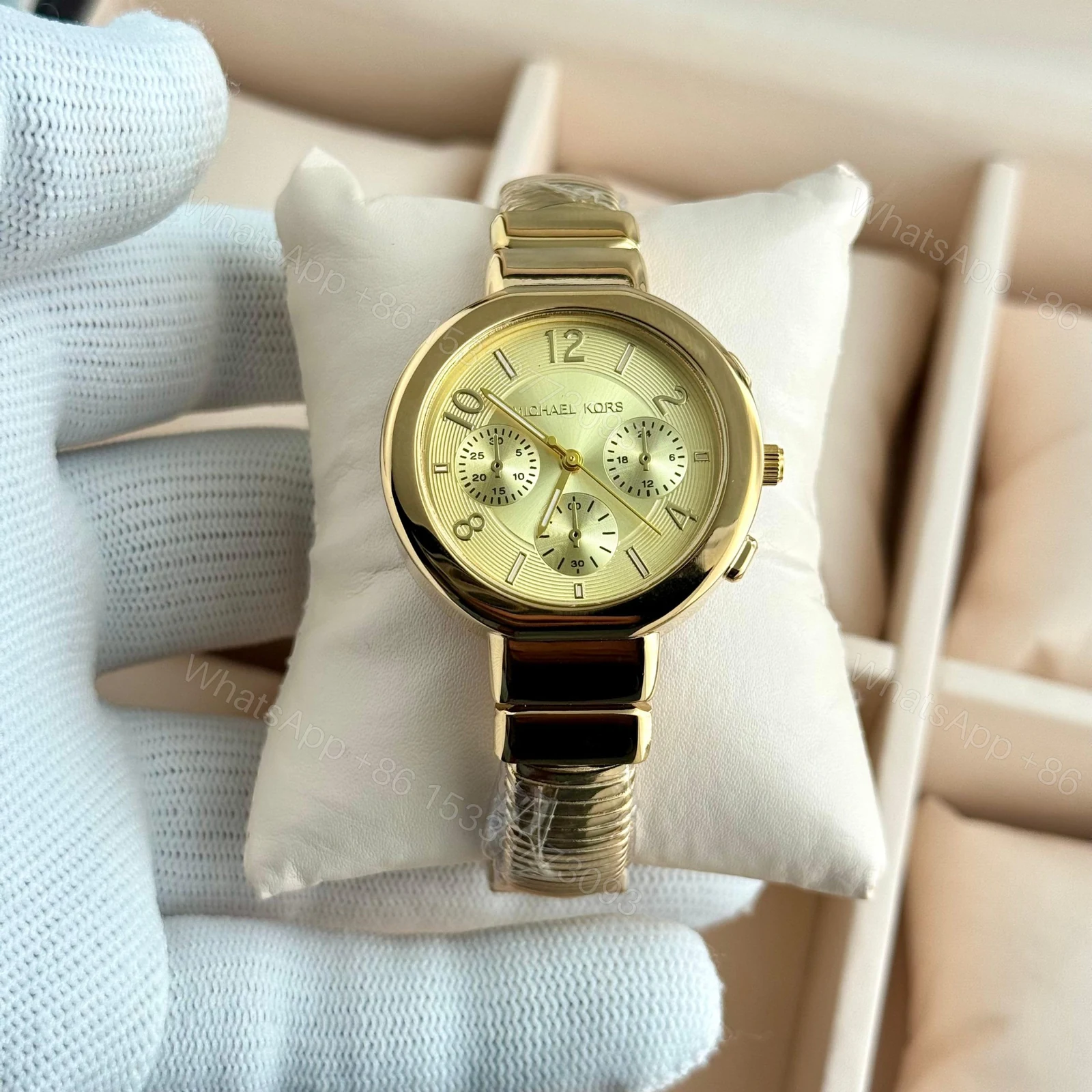 Michael Kors Gramercy Gold Dial Gold Kada Watch Ladies First Copy | 7A Replica — view 1