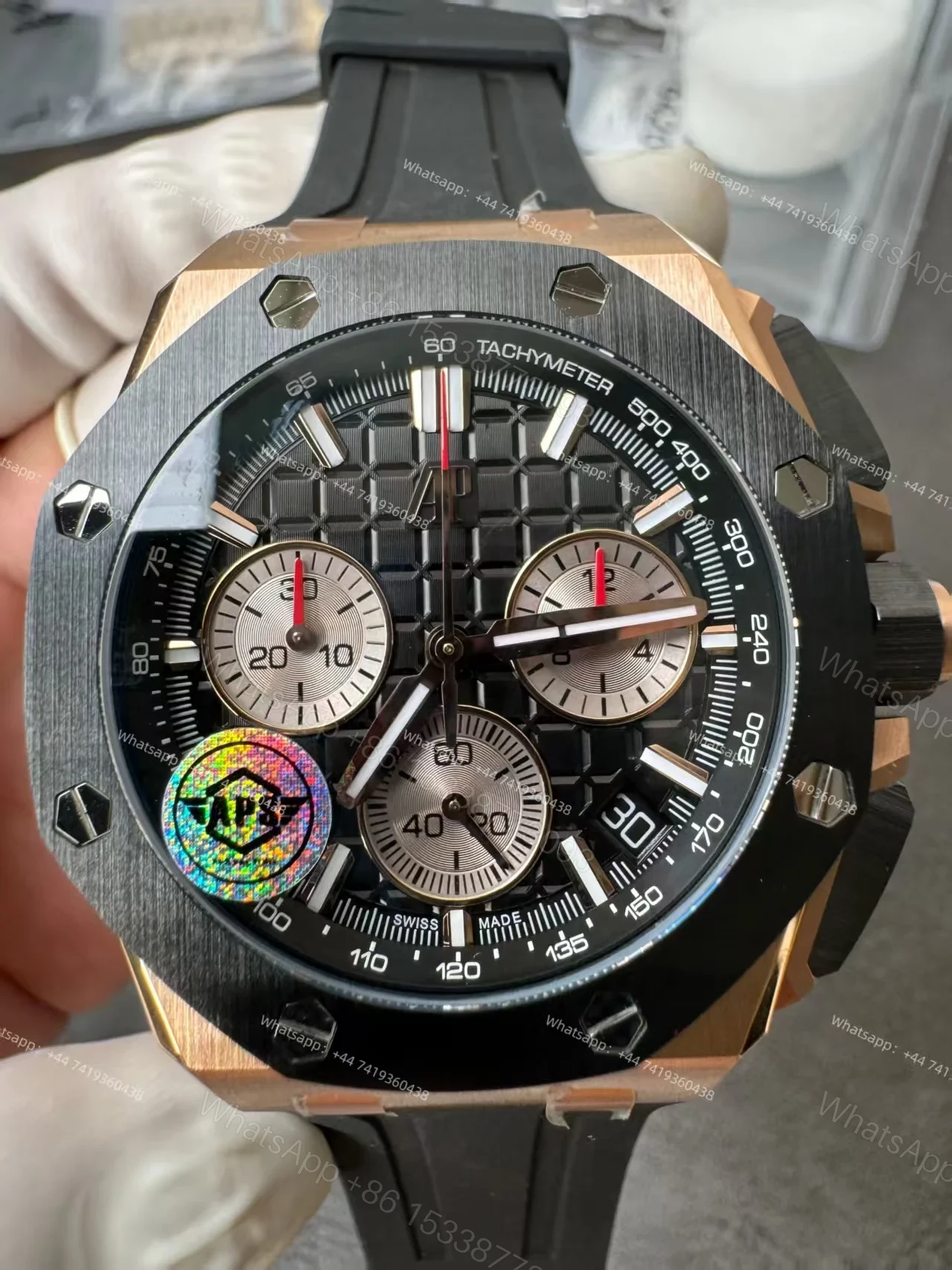 View 4 of Audemars Piguet Super Clone Royal Oak Offshore Rose Gold 26420 Black Dial Chronograph 43mm