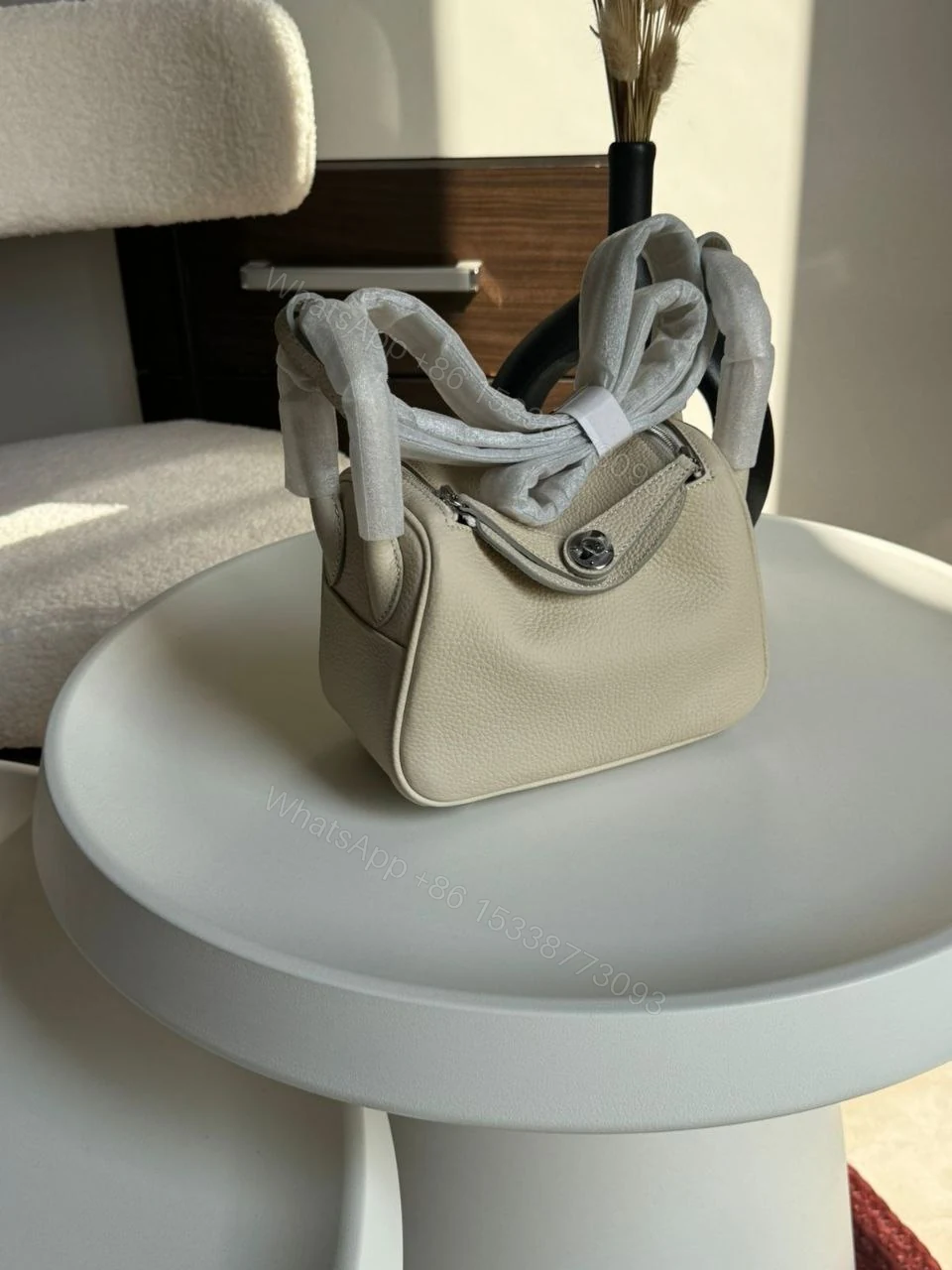 View 8 of Hermes Brand New Mini Lindy Nata Togo Palladium HDW