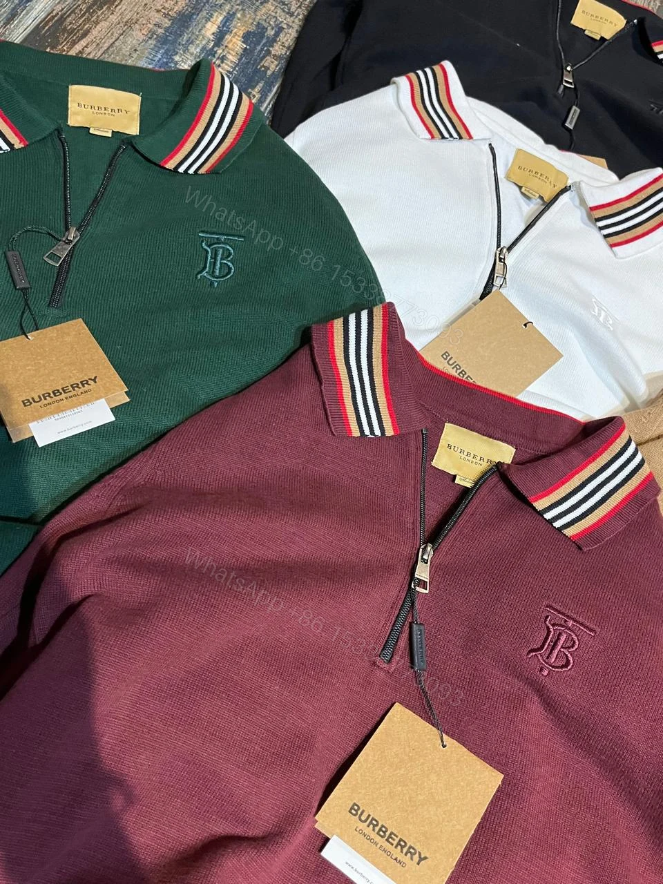 View 10 of FIRST COPY BURBERRY EXCLUSIVE HALF ZIP KNITTED SWEATERS