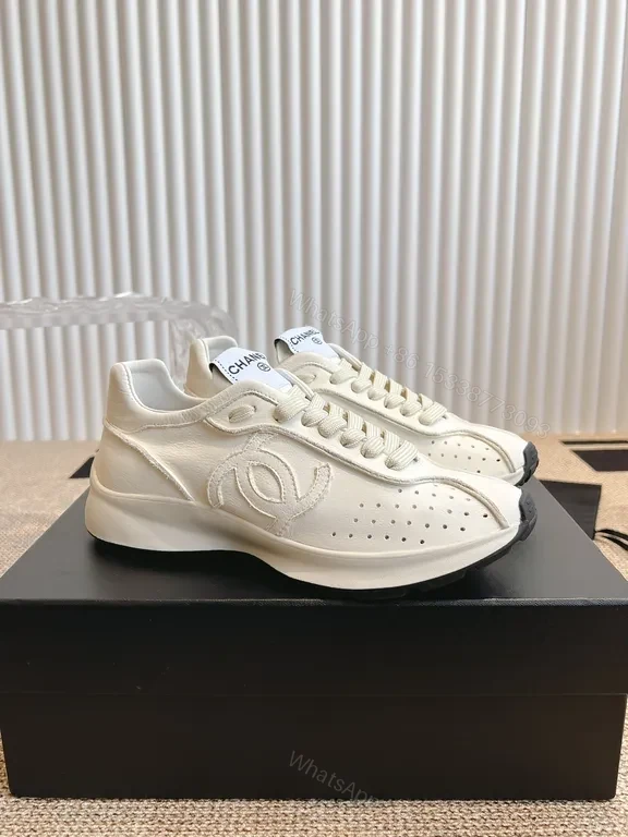 View 3 of Chanel-Inspired White Leather Sneakers with Luxe Comfort