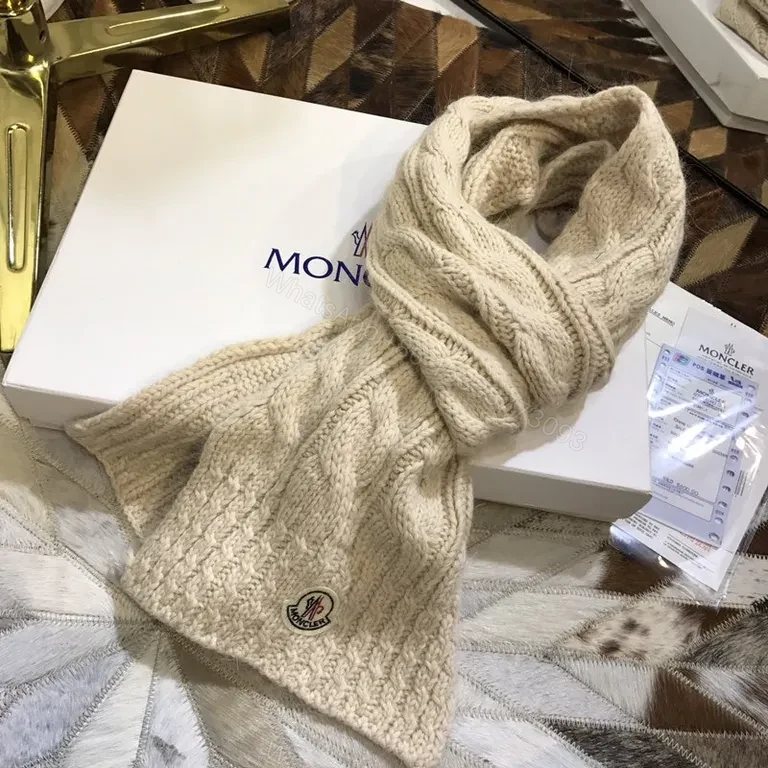 View 6 of Chic Moncler Knit Set: Cream Wool-Blend Scarf & Beanie