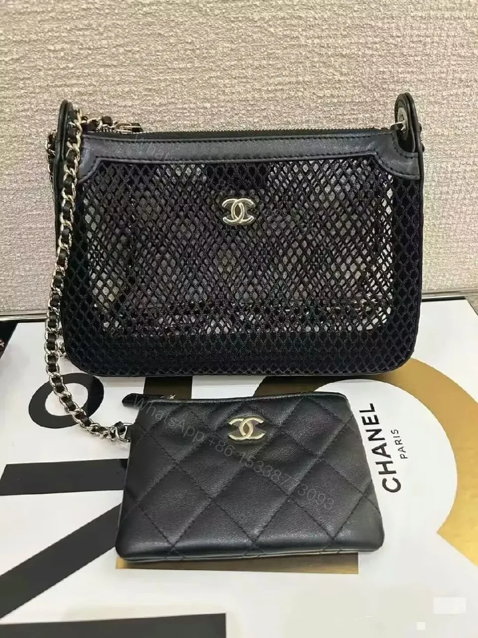 Net-Texture Bag + Cardholder: Luxe, Durable, Modern Crossbody — view 1
