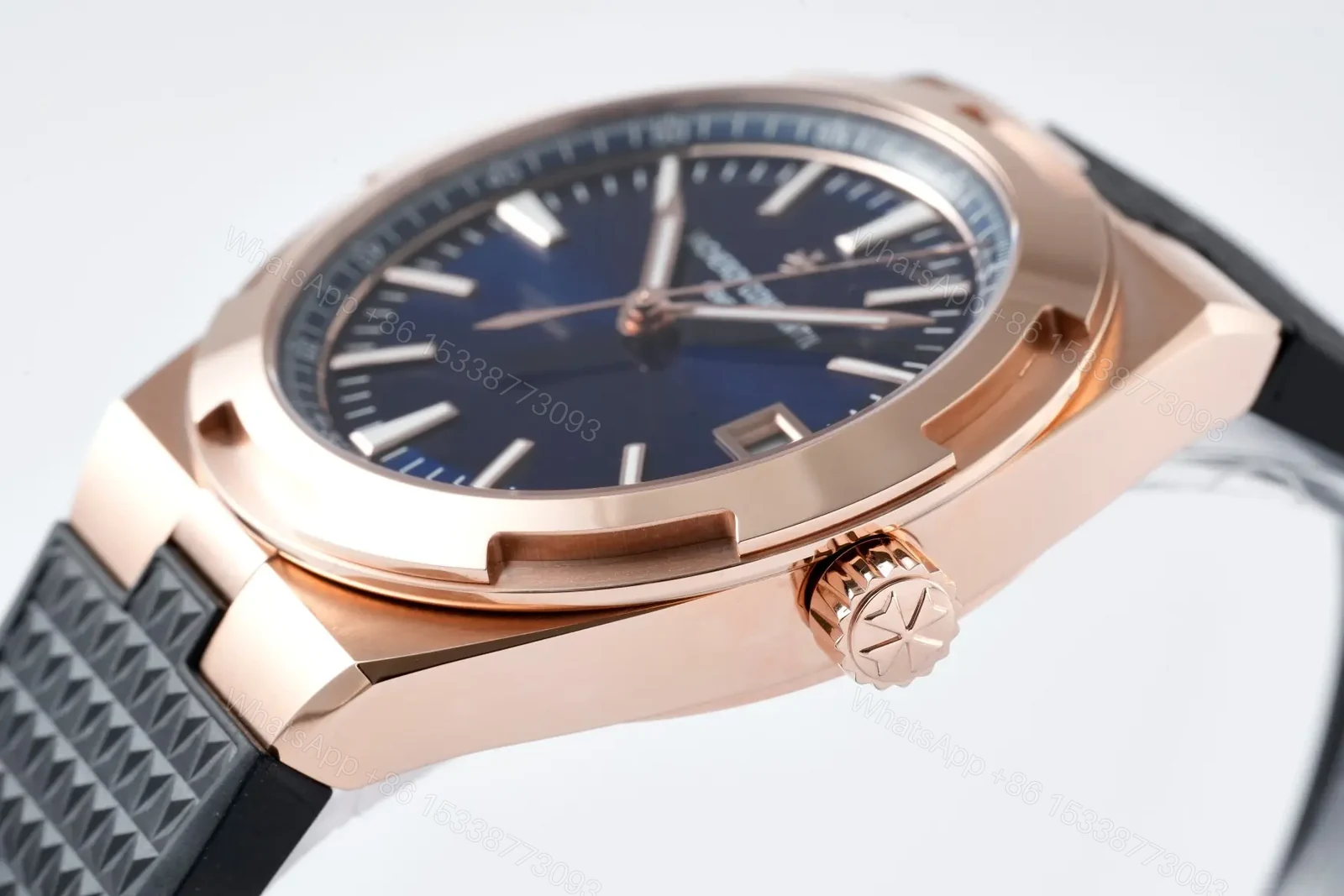 View 6 of Vacheron Constantin Overseas 4500V Series – Rose Gold Case, Blue Dial, Black Rubber Strap, 41MM Luxury Steel Watch