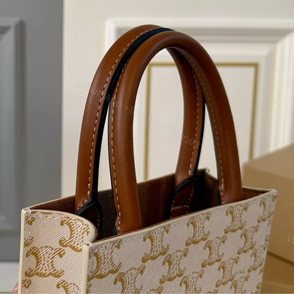 View 10 of CELINE MINI VERTICAL CABAS IN TRIOMPHE CANVAS AND CALFSKIN BEIGE 17CM