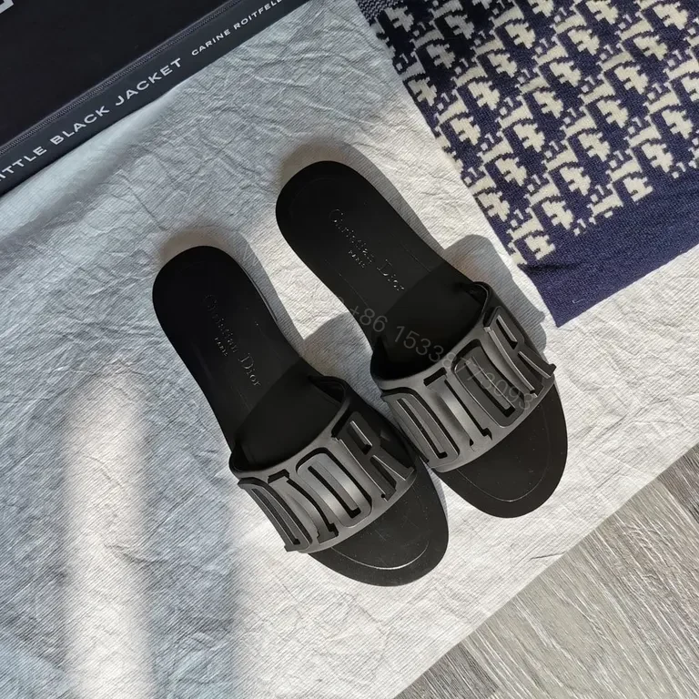 View 6 of DIOR-Inspired Bold Slides: Designer Logo, Comfort Footbed, Water-Resistant