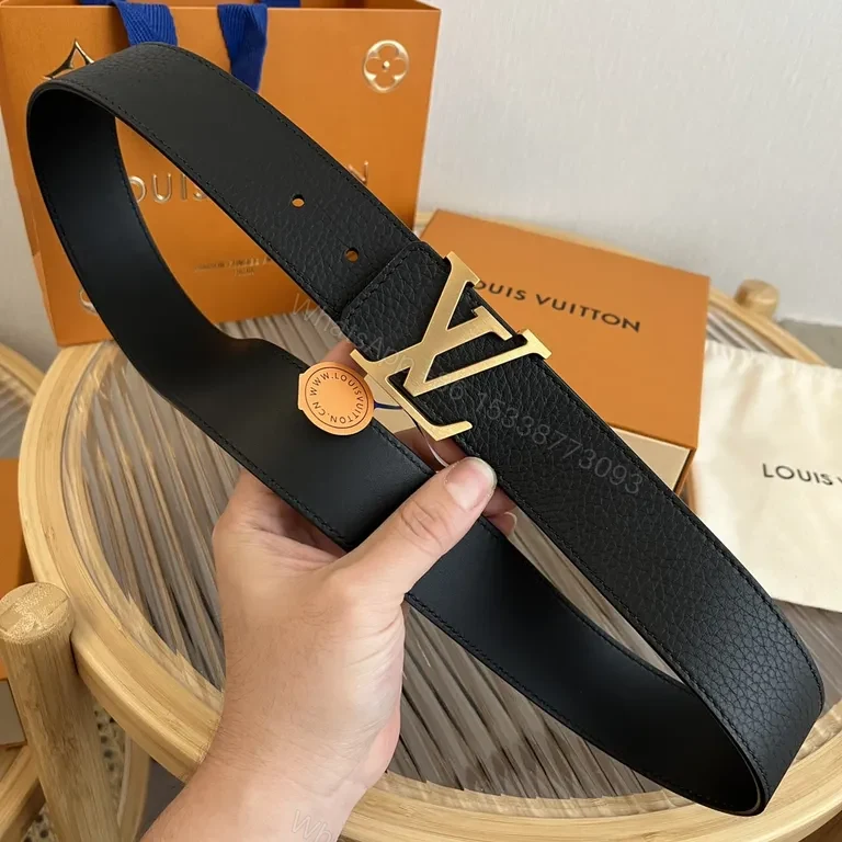 View 8 of Polished Leather LV Monogram Buckle Belt â€” Luxury Everyday Style