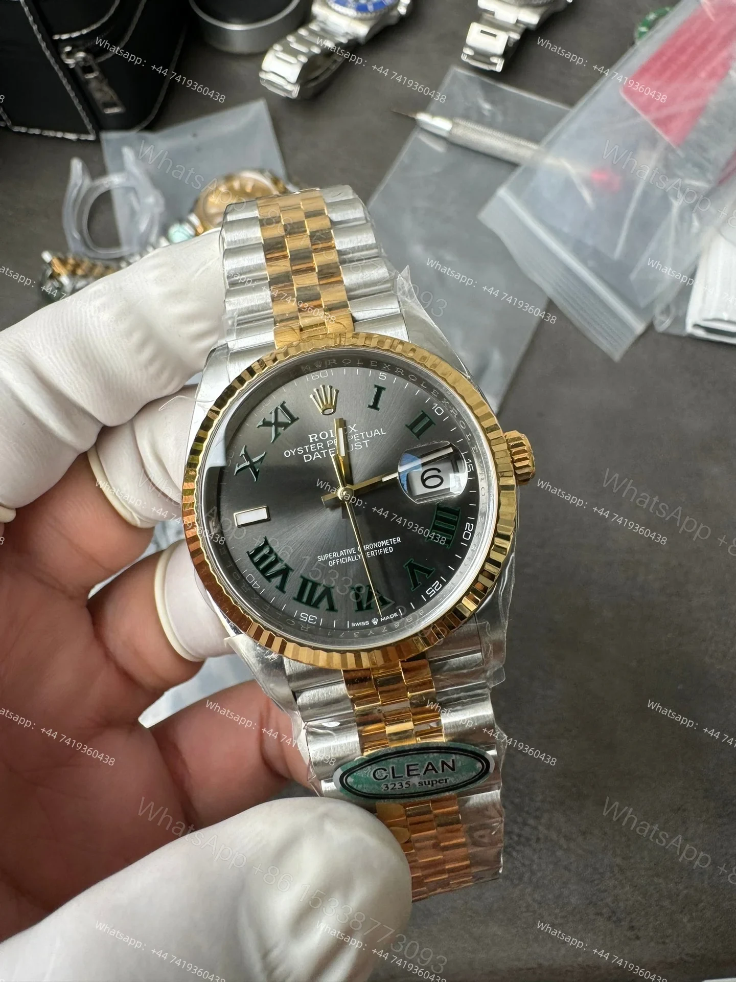 View 3 of Rolex Datejust M126233-0035 1:1 Replica Gray Roman Dial Jubilee 36MM 3235 Movement Super Clone Watch