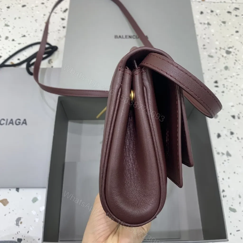 View 8 of Burgundy Calfskin Crossbody: Luxe, Structured, Compact