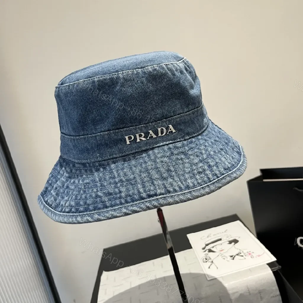 Denim Bucket Hat with Lux Logo Detail - Essentials Style — view 1