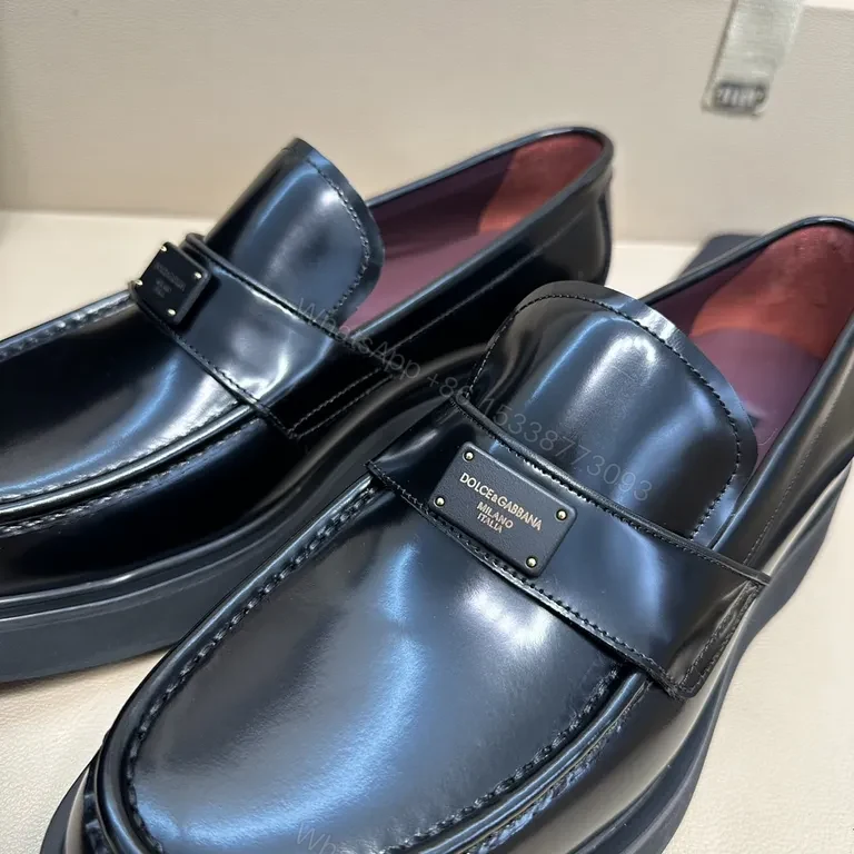 View 5 of Lux Polished Leather Loafers with Subtle Hardware Elevation