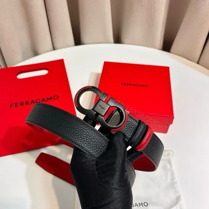View 2 of Black Pebbled Leather Belt with Signature Double-Gancini Buckle
