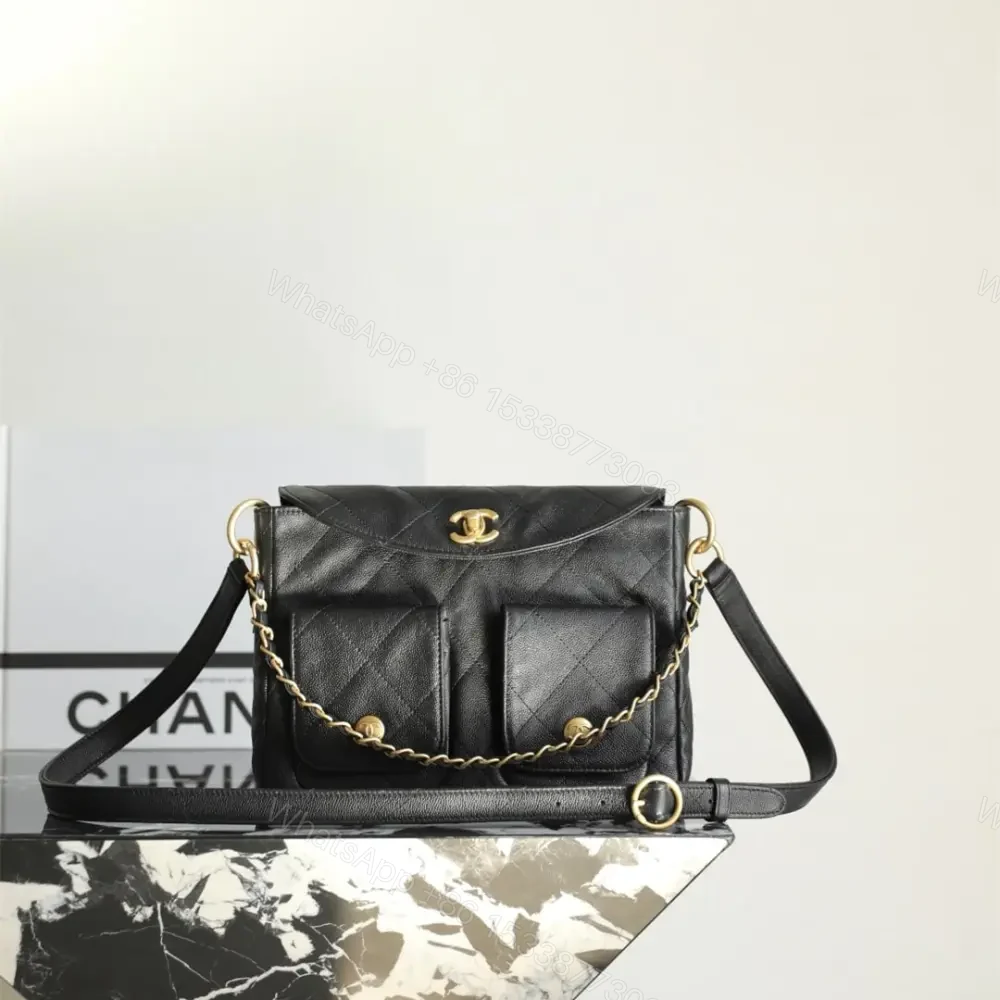 View 4 of 高仿Chanel*25P系列AS5385黑金郵差包小號免檢版