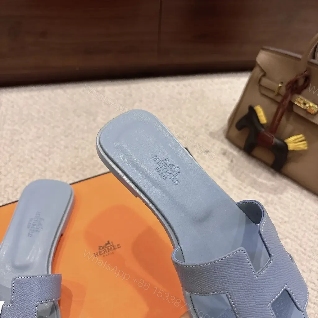 View 5 of Light-Blue Slide Sandals: Modern Comfort & Subtle Hardware