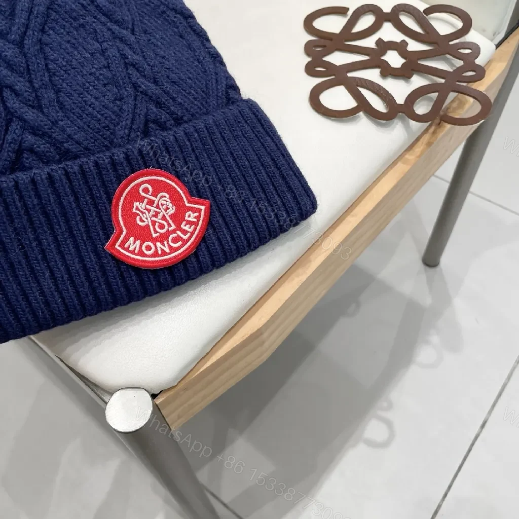 View 5 of Cozy Navy Knit Beanie with Ribbon Patch