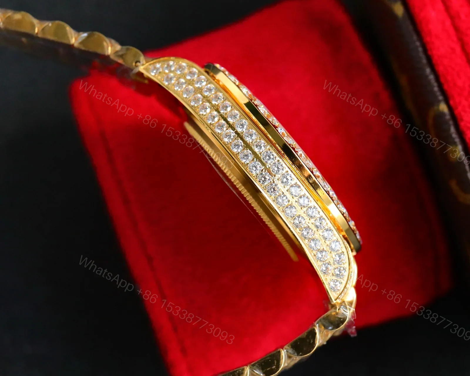 View 7 of Rolex Day-Date Rainbow Iced Replica 42MM Premium Full Gold Bracelet Rainbow Dial Edition ROLEX-DD-RAINBOW-ICED-FULL-GOLD-42