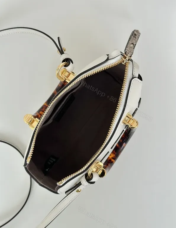 View 9 of Chic Fendi Satchel: White Leather, Logo, Versatile Luxury