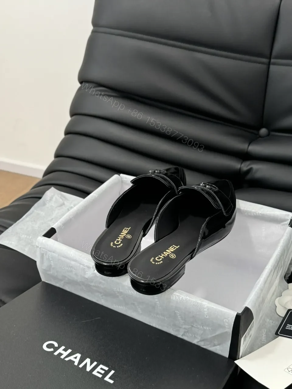 View 6 of Patent-Gloss Slippers: Chanel-Influenced, Pointed-Toe Luxury Flats