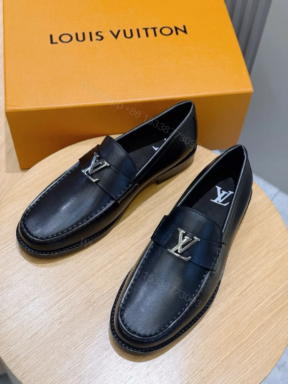 View 4 of Refined Black Leather Loafers — Subtle LV-Inspired Hardware