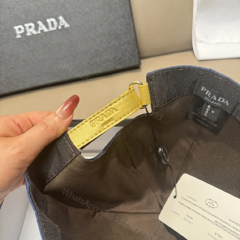 View 2 of Navy Nylon Cap: Luxe Six-Panel, Gold Accent, PRADA-Inspired