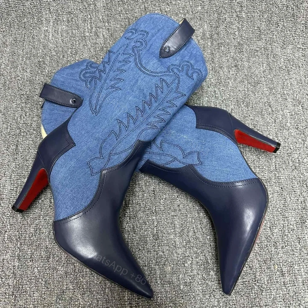 View 3 of CHRISTIAN LOUBOUTIN SANTIABOOTY 85 BOOTS DENIM BLUE 32404636603