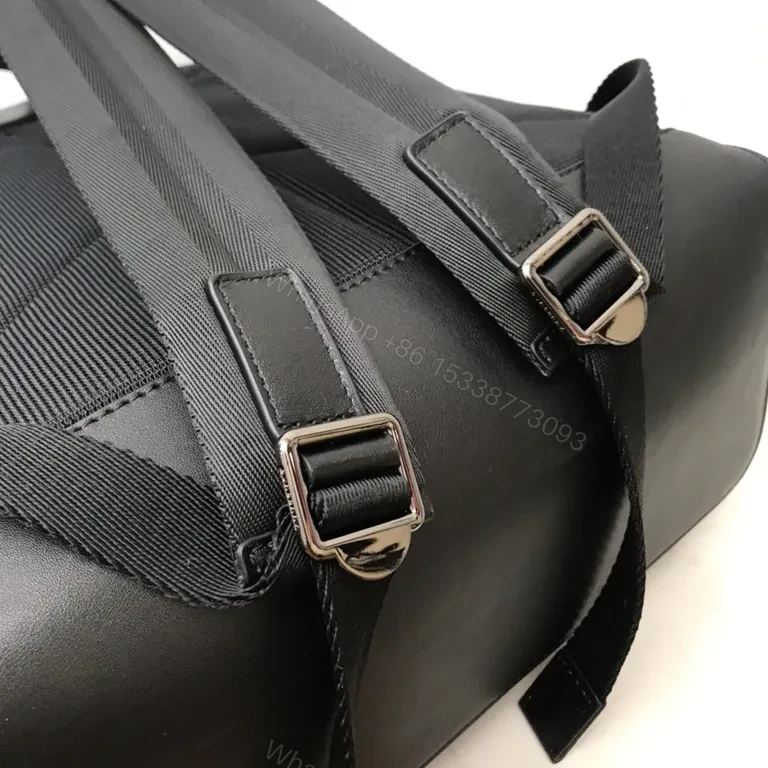 View 2 of Burberry-inspired City Backpack: Leather Trim, Coated Canvas, 15" Laptop Ready
