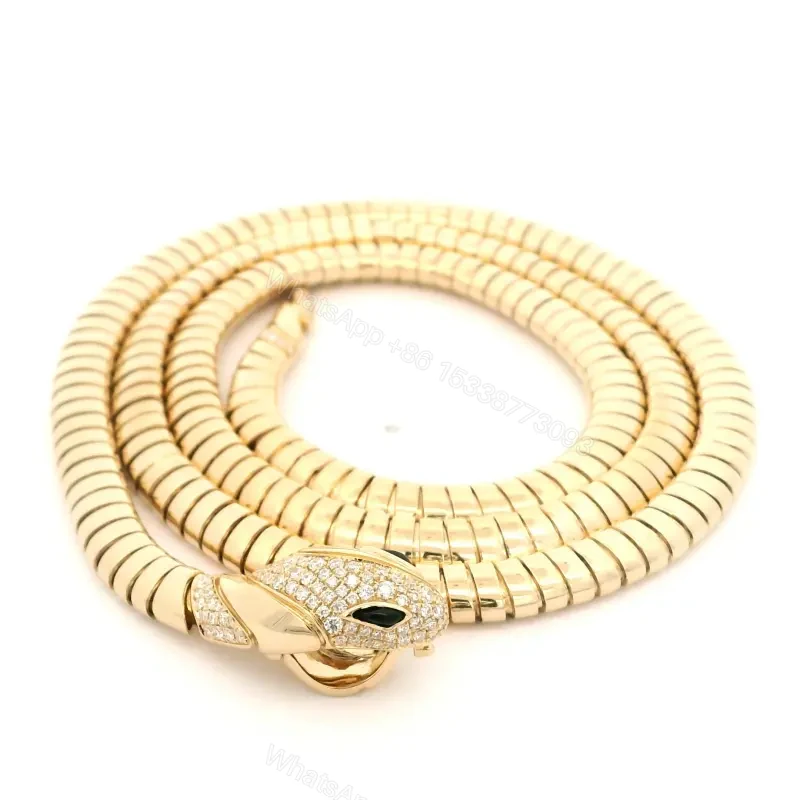 View 8 of Serpenti 18K Gold Diamond Tubogas Adjustable Size Necklace