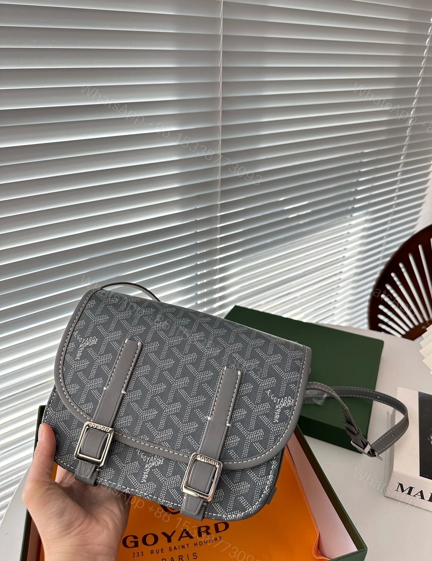 View 8 of GOYARD GOYARDINE BELVEDERE PM MESSENGER BAG GREY 21CM