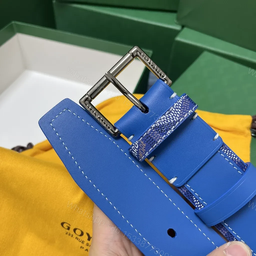 View 3 of Vibrant Blue Leather Belt with Signature Detailing