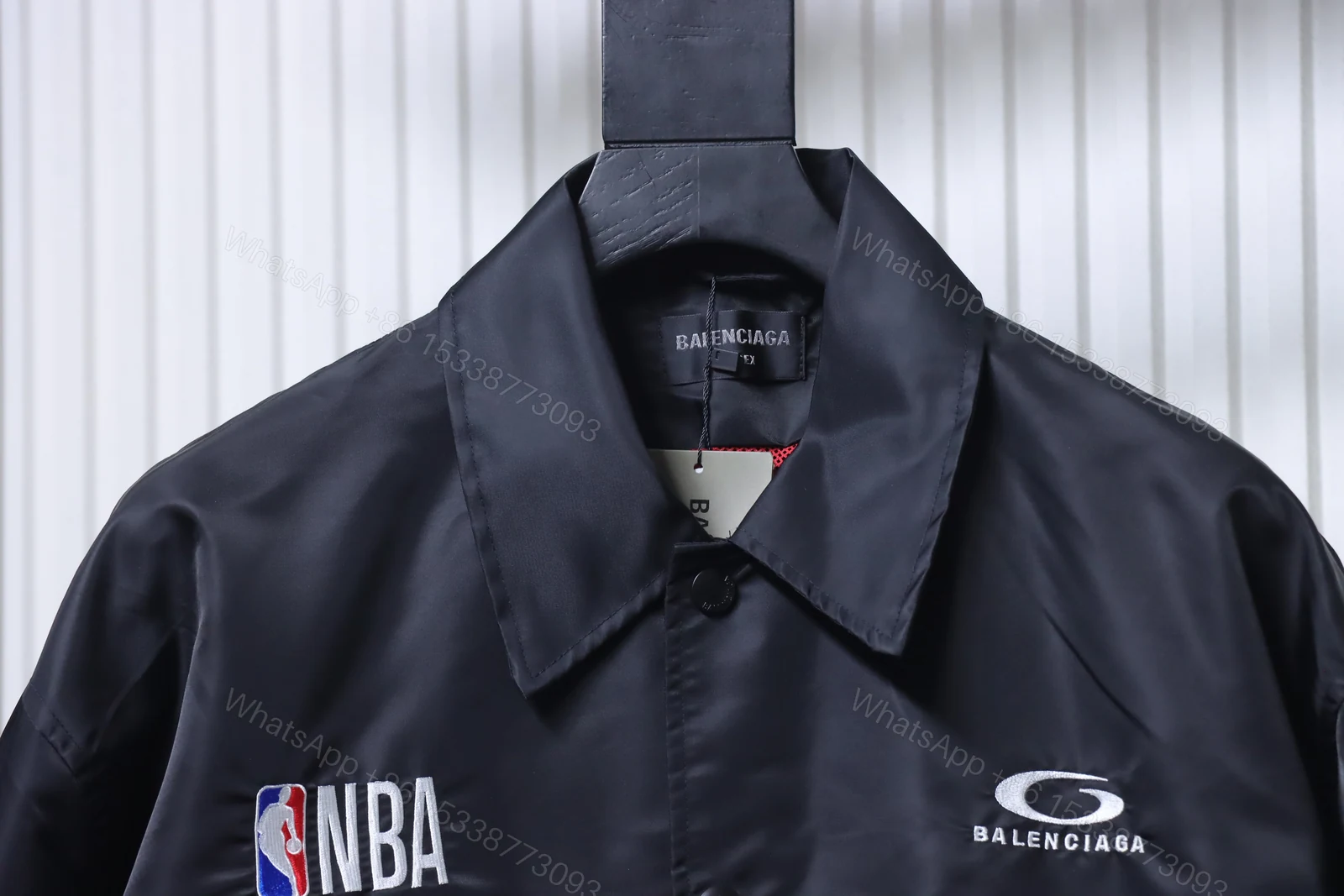 View 4 of Balenciaga Clothes BLCG 26SS NBA Co-Branded Waterproof Nylon Collared Coach Jacket