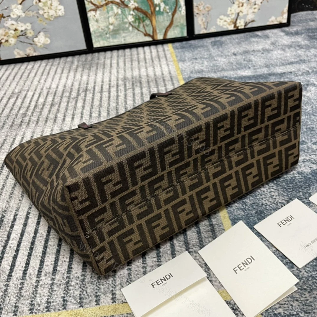 View 9 of Fendi Tobacco Blue Zucca Print Coated Canvas Medium Roll Tote Bag