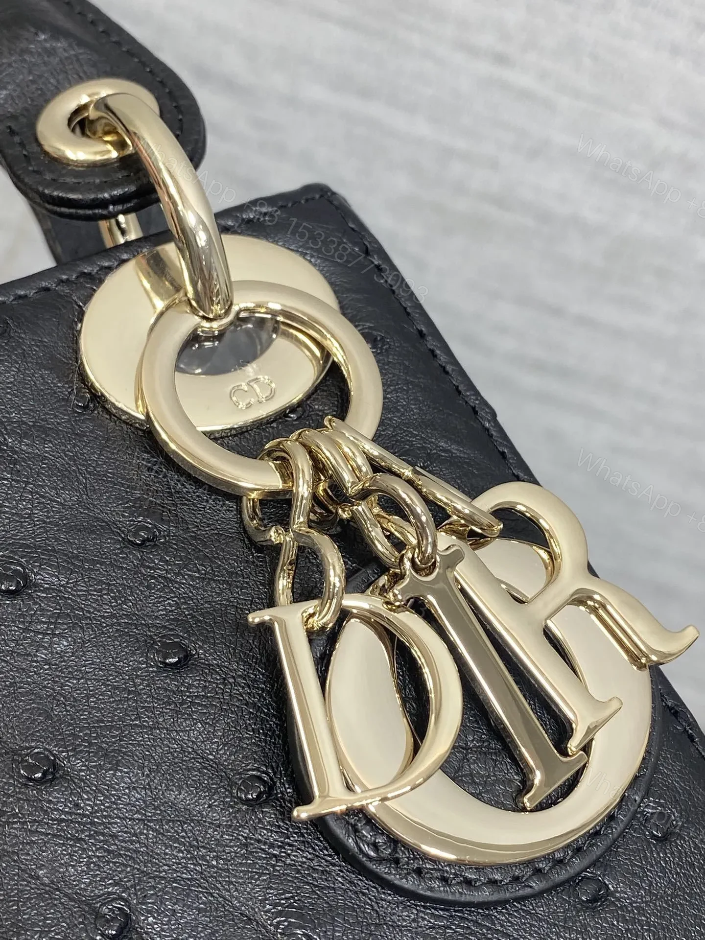 View 3 of Christian Dior Mini Lady Dior bag in Black Ostrich leather