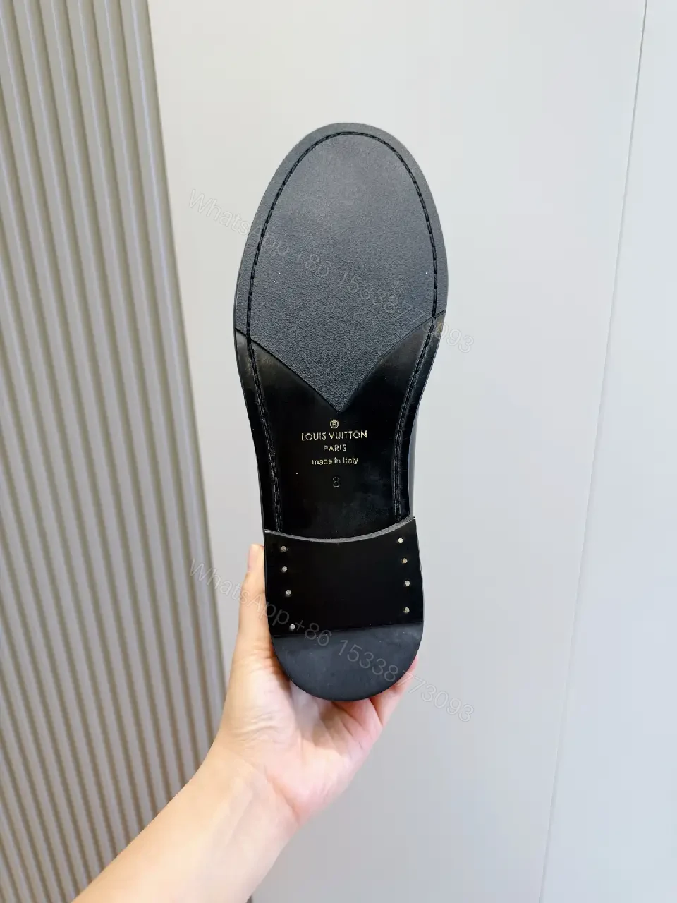 View 9 of Black Leather Loafer with LV Monogram Buckle, Men’s Shoes