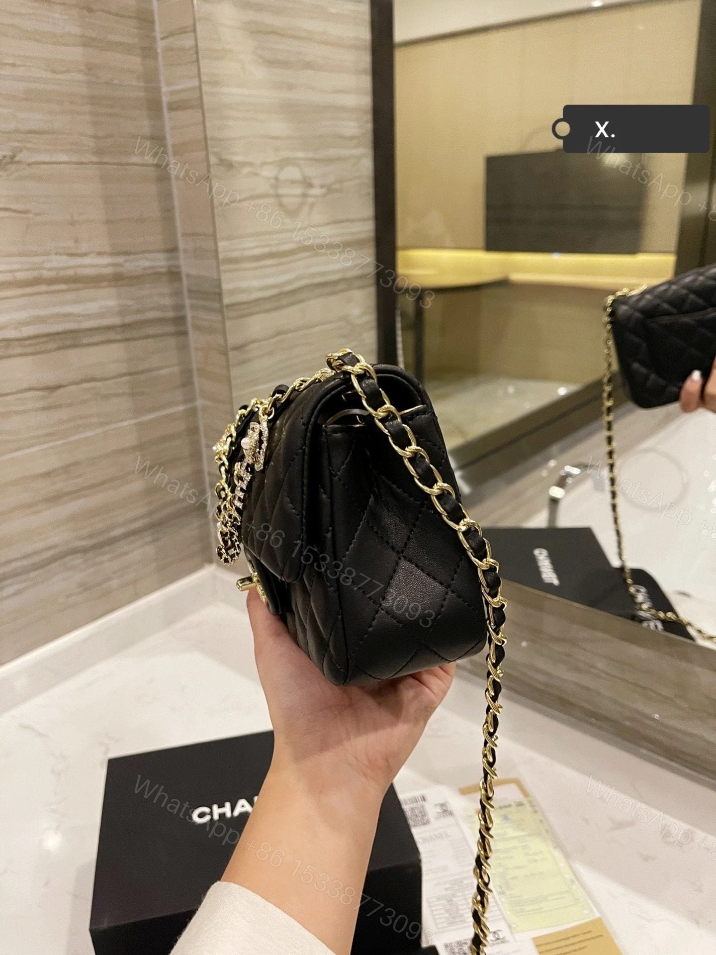 View 7 of Chanel Seasonal Mini Rectangle Black