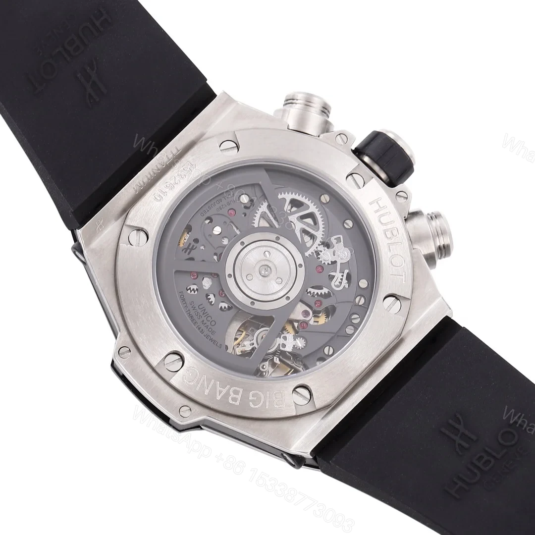 View 8 of Hublot Big Bang Titanium Replica 44MM Premium Black Bezel Black Rubber Strap Edition RG-HUBLOT-BIGBANG-TITANIUM-44