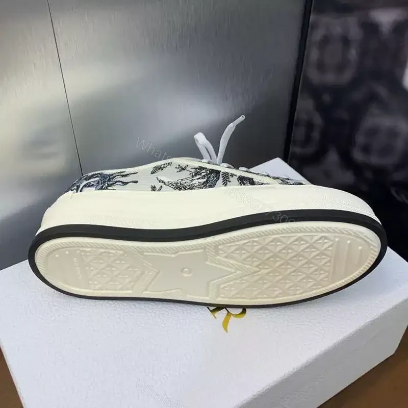View 4 of WALK’N’DIOR PLATFORM SNEAKERS UNISEX TOILE DE JOUY SOLEIL EMBROIDERED WHITE/BLUE – CD153