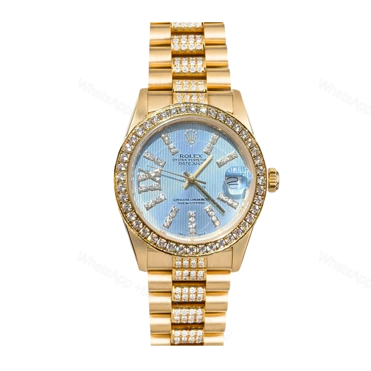 Rolex Datejust Diamond In Gold With Blue Dial 31Mm — view 1