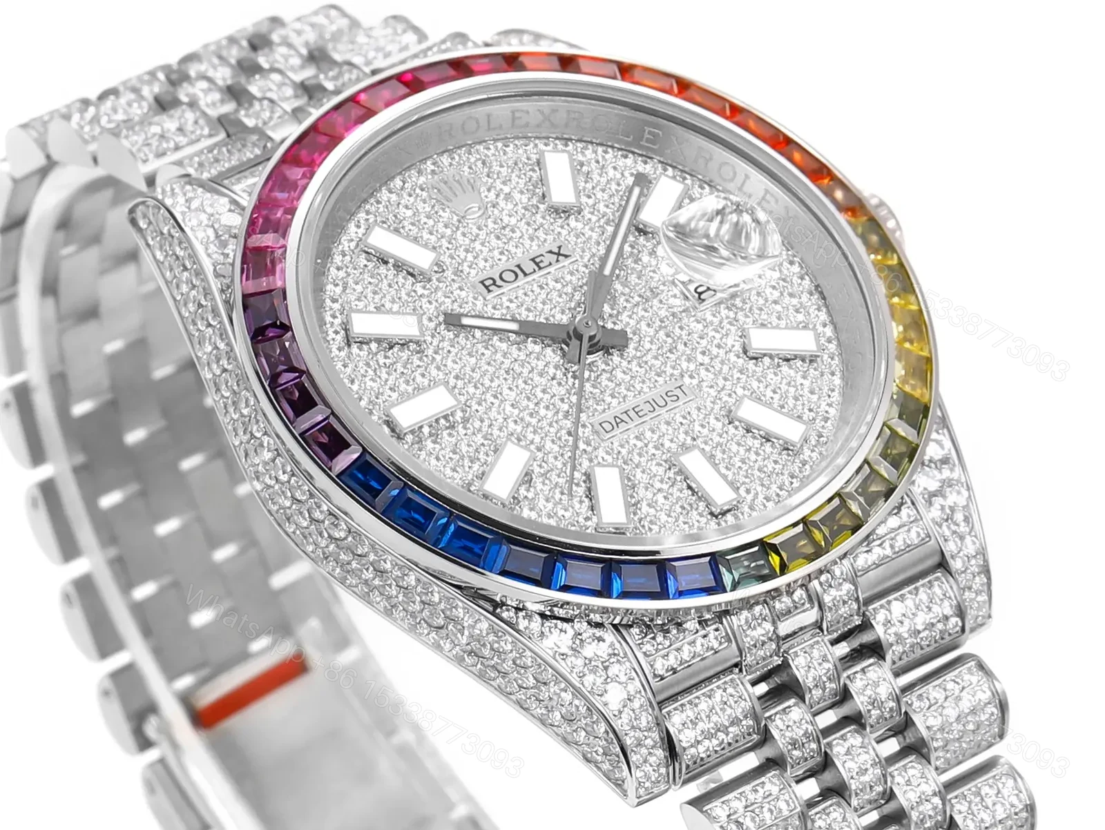 View 3 of Best Rolex Datejust Rainbow 41 replica 41MM Pavé Dial Silver Jubilee Bracelet Edition RG-DATEJUST41-RAINBOW-PAVE-SILVER-JUBILEE