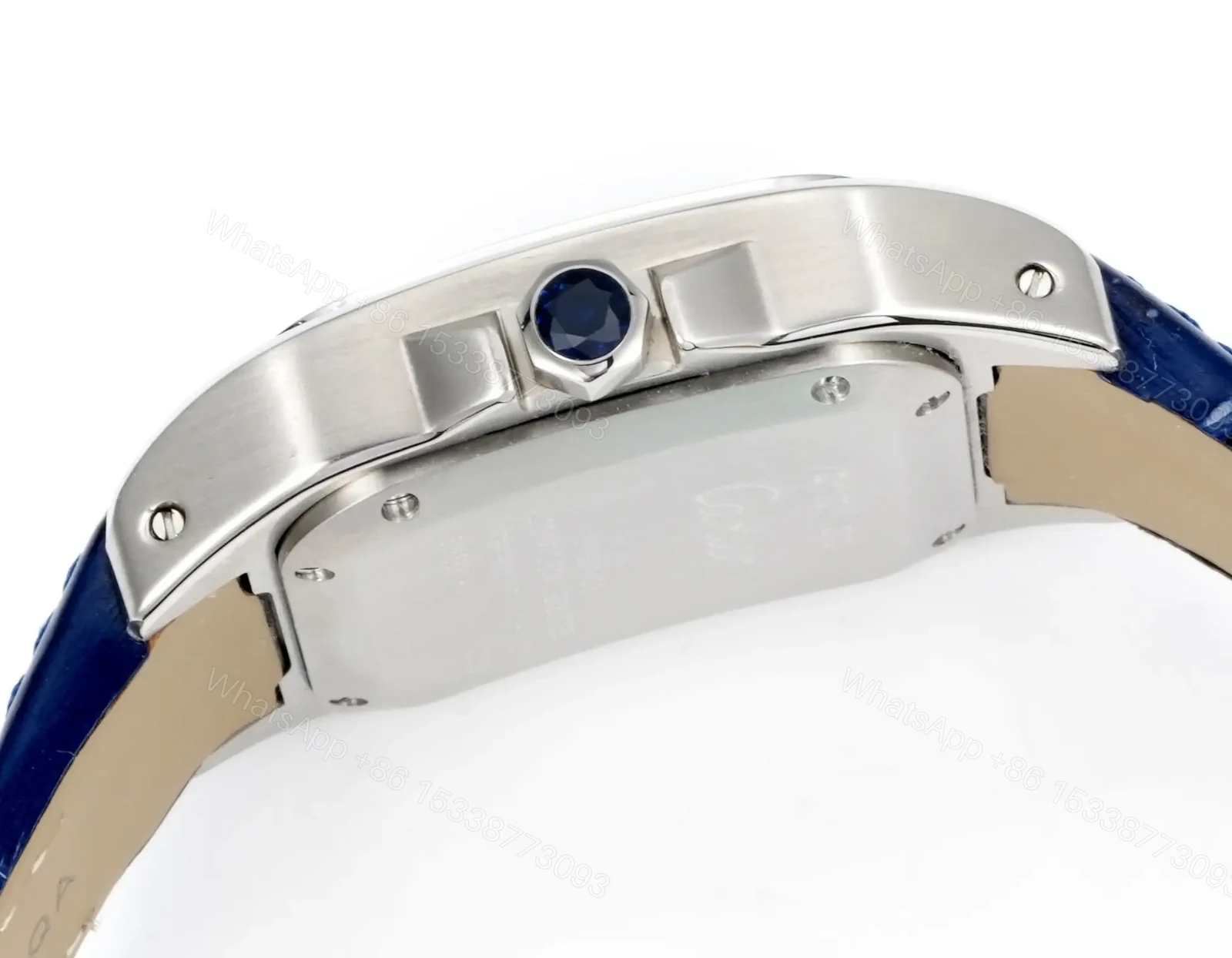 View 3 of Premium Cartier Santos 100th Anniversary replica Blue Leather Strap Edition RG-CARTIER-SANTOS-100-BLUE-LEATHER