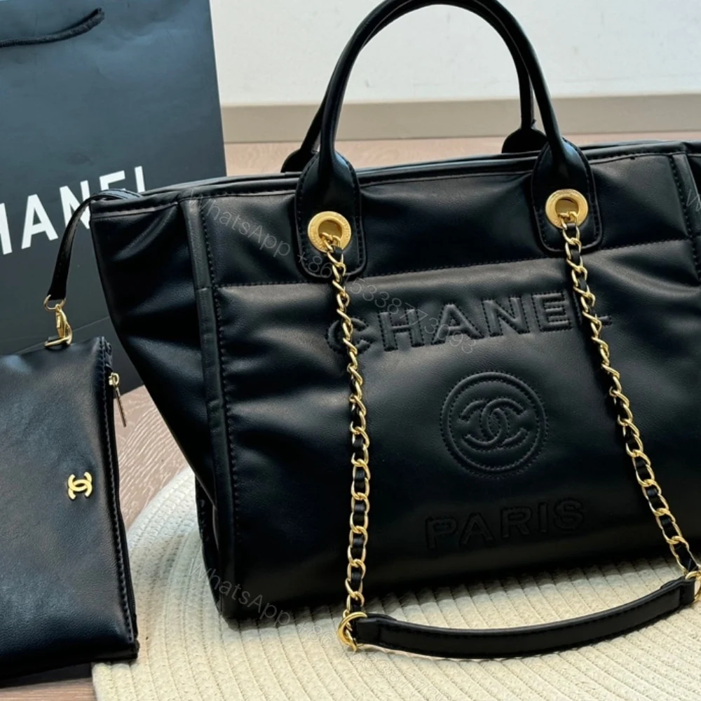 View 3 of Chanel Large Deauville Shopping Bag Black 31Cm