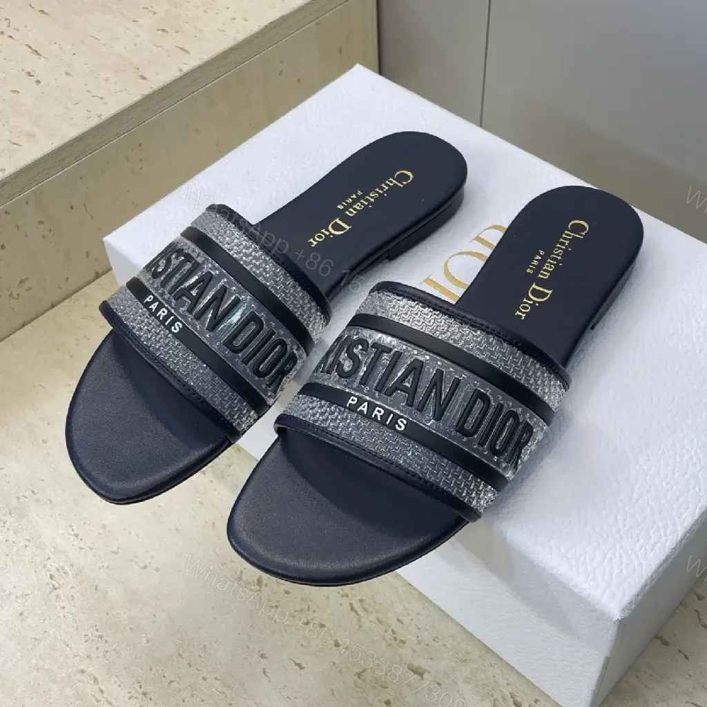 Graphite Striped Slides: Textured Dual-Strap Comfort Sandals — view 1