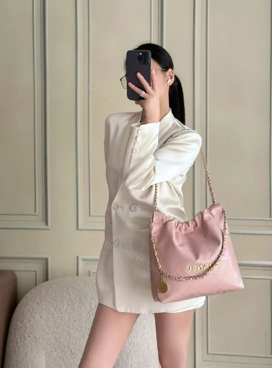 View 3 of Pink Quilted Mini Tote with Chain Detail Bag