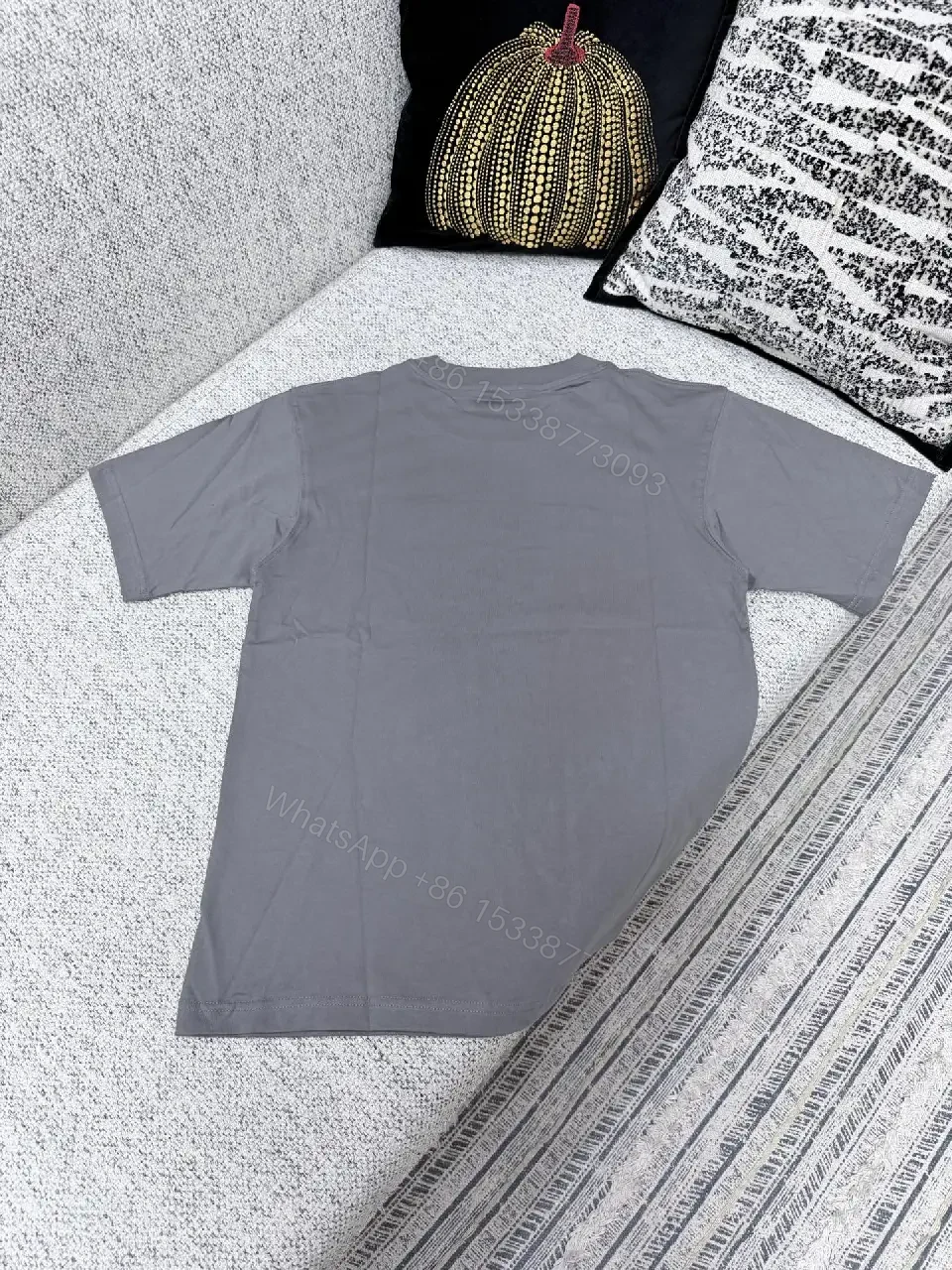 View 7 of Gray Embossed Cotton-Blend Tee – Minimalist Luxe, All-Day Comfort