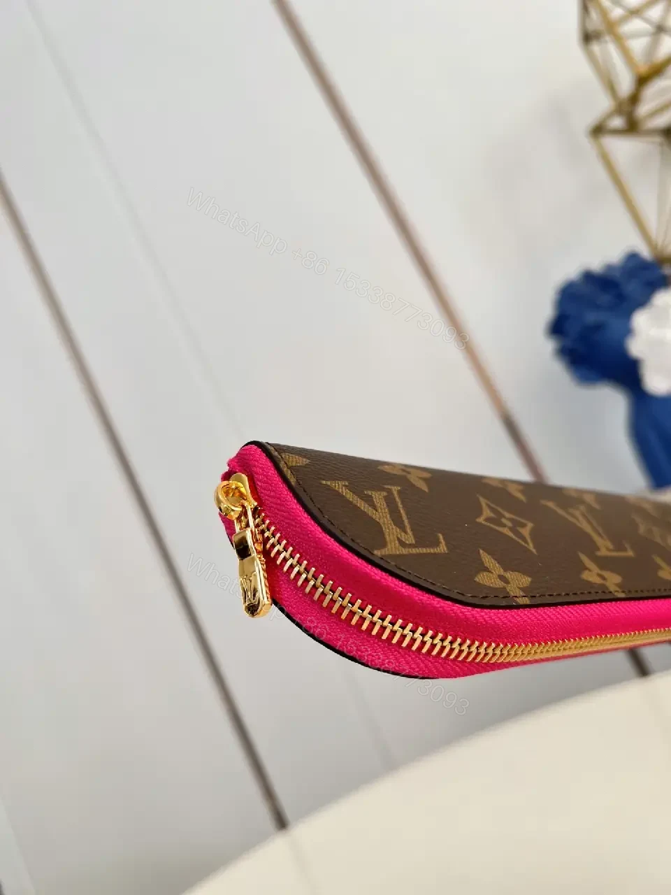 View 2 of Pink Edge LV-Style Monogram Wallet, Compact, Everyday Luxury