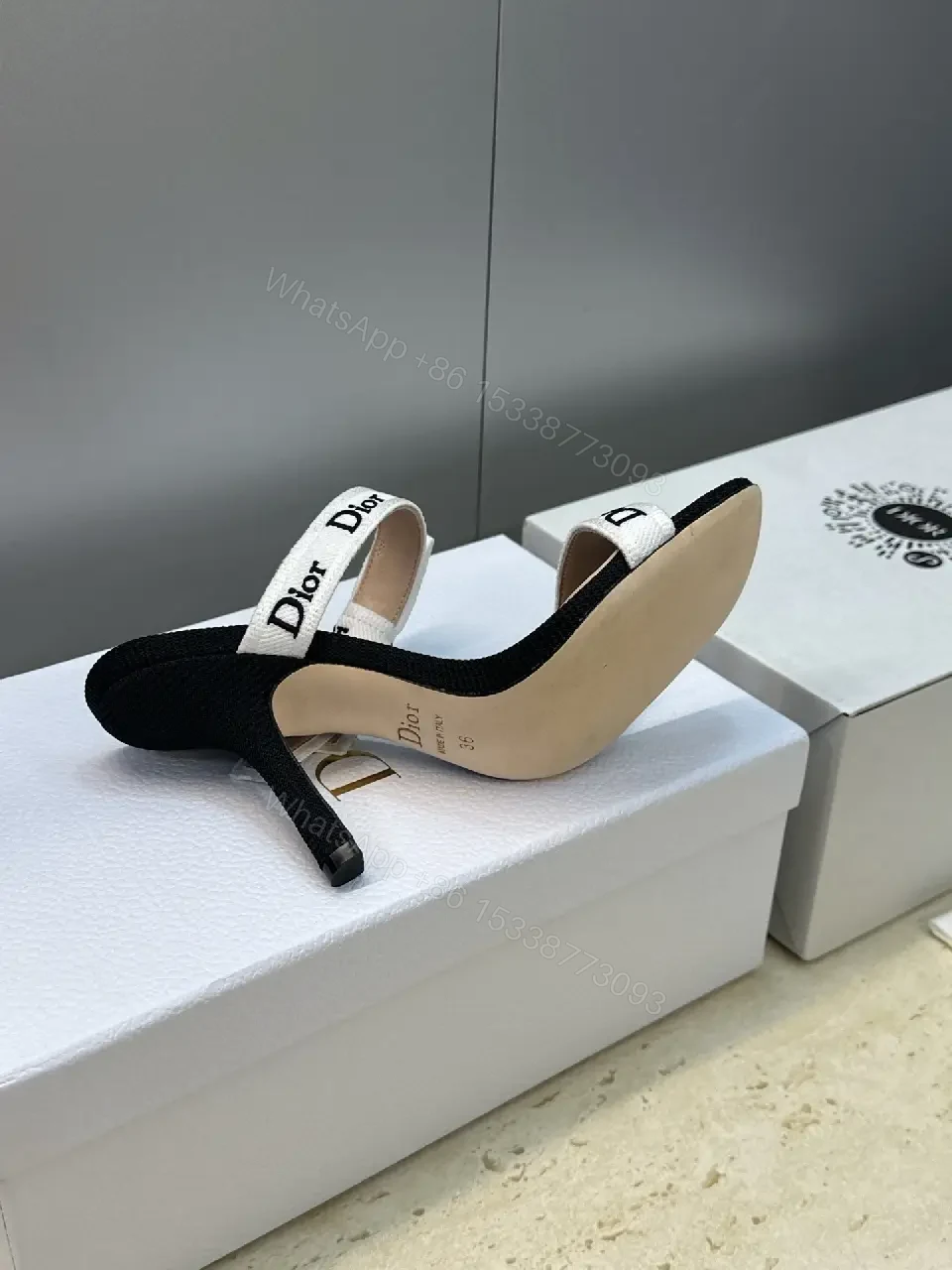 View 6 of White Fabric Straps Open-Toe Sandals with Dior-Branding, Minimalist Luxury, Open-Toe Sandals